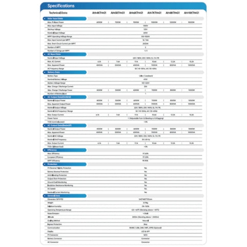 AOHAI Hybride HV 8kW AH-8KTH-G2 3Ph