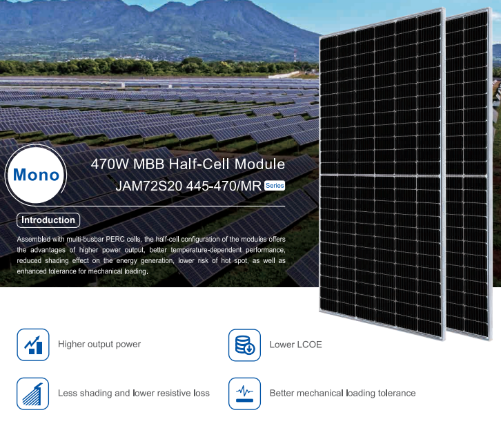 JA Solar 455Wp JAM72S20 — vooraanzicht