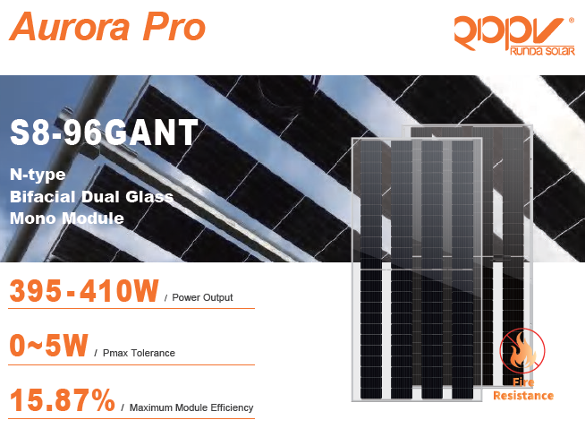 Runda Solar AGRI 395Wp Pro (SPECIAL SIZE POSSIBLE) — vooraanzicht
